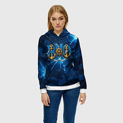 Толстовка-худи женская ВМФ якорь и штурвал, цвет: 3D-белый — фото 2