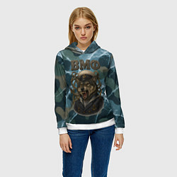 Толстовка-худи женская ВМФ злой волк, цвет: 3D-белый — фото 2