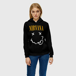 Толстовка-худи женская Nirvana rock music, цвет: 3D-черный — фото 2