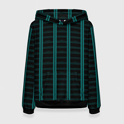 Толстовка-худи женская Color blue dark stripe, цвет: 3D-черный