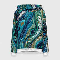 Женская толстовка Сине-зеленый абстрактный узор