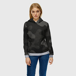 Толстовка-худи женская Черно-серый камуфляж, цвет: 3D-меланж — фото 2