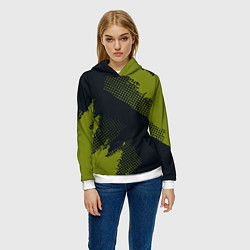 Толстовка-худи женская Абстрактная текстура в зеленом, цвет: 3D-белый — фото 2