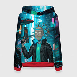 Толстовка-худи женская Рик-киберпанк, цвет: 3D-красный