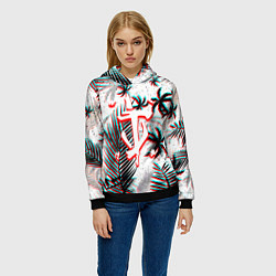 Толстовка-худи женская Doom тропики глитч, цвет: 3D-черный — фото 2