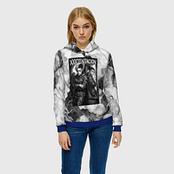 Толстовка-худи женская XXXTentacion облокотился об зеркало, цвет: 3D-синий — фото 2