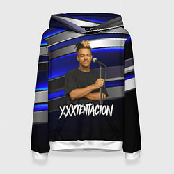 Толстовка-худи женская XXXTentacion с микрофоном довольный, цвет: 3D-белый