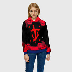 Толстовка-худи женская Doom огненные краски, цвет: 3D-синий — фото 2