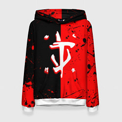 Толстовка-худи женская Doom текстура краски, цвет: 3D-белый