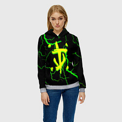 Толстовка-худи женская Doom кислотный шторм молнии, цвет: 3D-меланж — фото 2