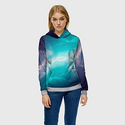 Толстовка-худи женская Галактическое сияние небес, цвет: 3D-меланж — фото 2