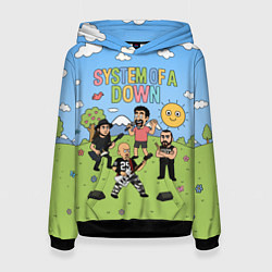 Толстовка-худи женская System of a Down, мультяшный, цвет: 3D-черный