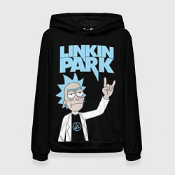 Толстовка-худи женская Linkin Park и Рик Санчес из Рик и Морти, цвет: 3D-черный