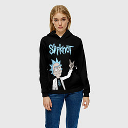 Толстовка-худи женская Slipknot и Рик Санчес из Рик и Морти, цвет: 3D-черный — фото 2
