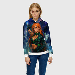 Толстовка-худи женская Нами киберпанк реализм, цвет: 3D-белый — фото 2