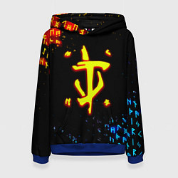 Толстовка-худи женская Doom огненные символы, цвет: 3D-синий