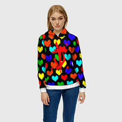 Толстовка-худи женская Doom love pixel pattern, цвет: 3D-белый — фото 2