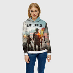 Толстовка-худи женская Солдаты из Battlefield 6, цвет: 3D-белый — фото 2