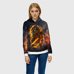 Толстовка-худи женская Герой аниме дракон с огненным мечем, цвет: 3D-белый — фото 2