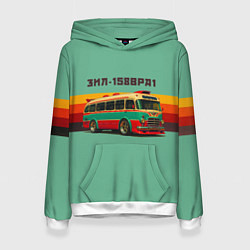 Толстовка-худи женская Ретро автобус ЗИЛ 158ВРА1 поп-арт, цвет: 3D-белый