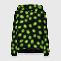 Толстовка-худи женская Неоновые бактерии, цвет: 3D-черный