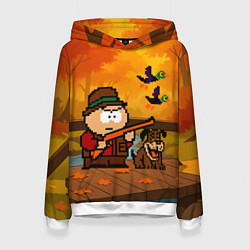 Толстовка-худи женская Эрик Картман в игре Duck Hunt стреляет в уток, цвет: 3D-белый