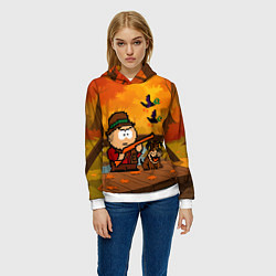 Толстовка-худи женская Эрик Картман в игре Duck Hunt стреляет в уток, цвет: 3D-белый — фото 2