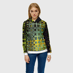 Толстовка-худи женская Абстрактная зелено-черная текстура, цвет: 3D-белый — фото 2