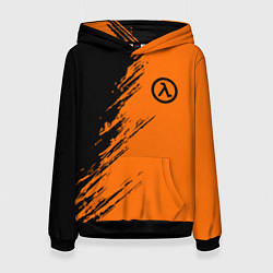 Толстовка-худи женская Half Life - black and orange, цвет: 3D-черный