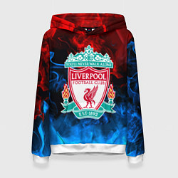 Толстовка-худи женская Liverpool огненный дым текстура, цвет: 3D-белый