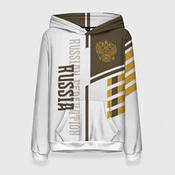 Толстовка-худи женская Герб России, цвет: 3D-белый