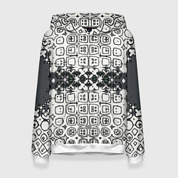 Толстовка-худи женская Серая узорчатая метаморфоза, цвет: 3D-белый