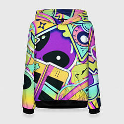Толстовка-худи женская Пришелец, цвет: 3D-черный