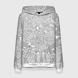 Толстовка-худи женская Светло-серый лёгкая абстракция, цвет: 3D-белый