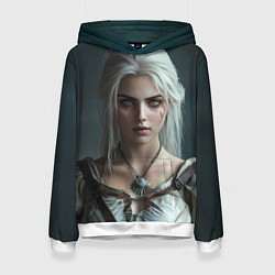 Толстовка-худи женская Цири с янтарными глазами, цвет: 3D-белый