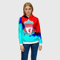 Толстовка-худи женская Ливерпуль краски текстура, цвет: 3D-белый — фото 2