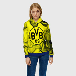 Толстовка-худи женская Фк Боруссия Дортмунд, цвет: 3D-синий — фото 2