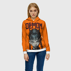 Толстовка-худи женская Девушка демон, цвет: 3D-белый — фото 2
