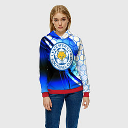 Толстовка-худи женская Лестер сити броня соты, цвет: 3D-красный — фото 2