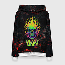 Толстовка-худи женская Beast mode череп, цвет: 3D-белый