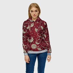 Толстовка-худи женская Красный бархат, цвет: 3D-меланж — фото 2