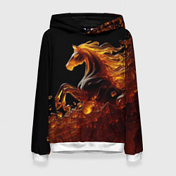 Толстовка-худи женская Оранжево желтая лошадь созданная из янтаря, цвет: 3D-белый