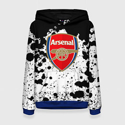 Толстовка-худи женская Арсенал черно белые краски, цвет: 3D-синий