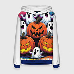Толстовка-худи женская Happy Halloween 25, цвет: 3D-синий