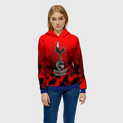Толстовка-худи женская Тоттенхэм Хотспур камуфляж красный, цвет: 3D-синий — фото 2