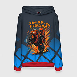 Толстовка-худи женская Speed demon байкер, цвет: 3D-красный