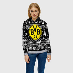 Толстовка-худи женская Borussia x fortnite pattern, цвет: 3D-меланж — фото 2