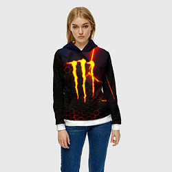 Толстовка-худи женская Monster energy броня краски, цвет: 3D-белый — фото 2