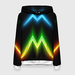 Толстовка-худи женская Neon multicolored lines, цвет: 3D-белый
