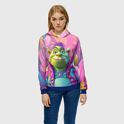 Толстовка-худи женская Шрек с фиолетовыми волосами, цвет: 3D-синий — фото 2